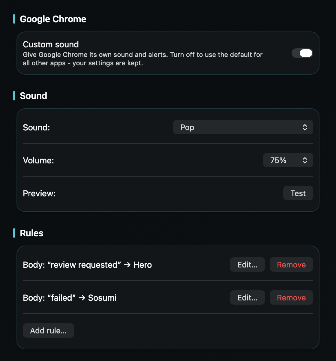 In TrillMark you add a rule that fires only for the GitHub notifications that matter - a review request, an @mention, a failed check.