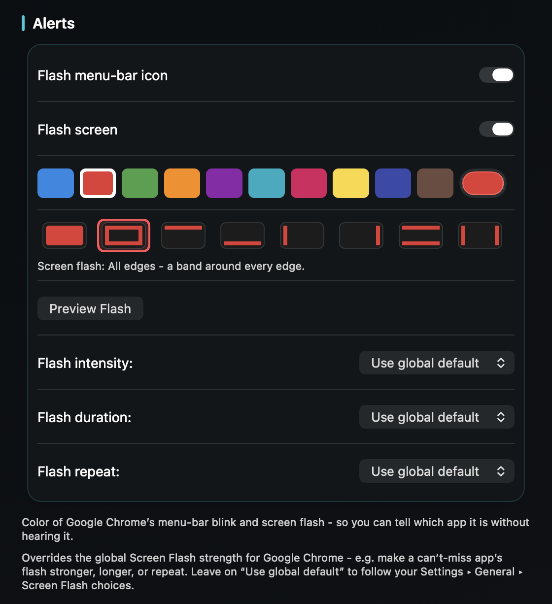 In TrillMark you pick the color and how it flashes, then add rules that match a sender or subject line.