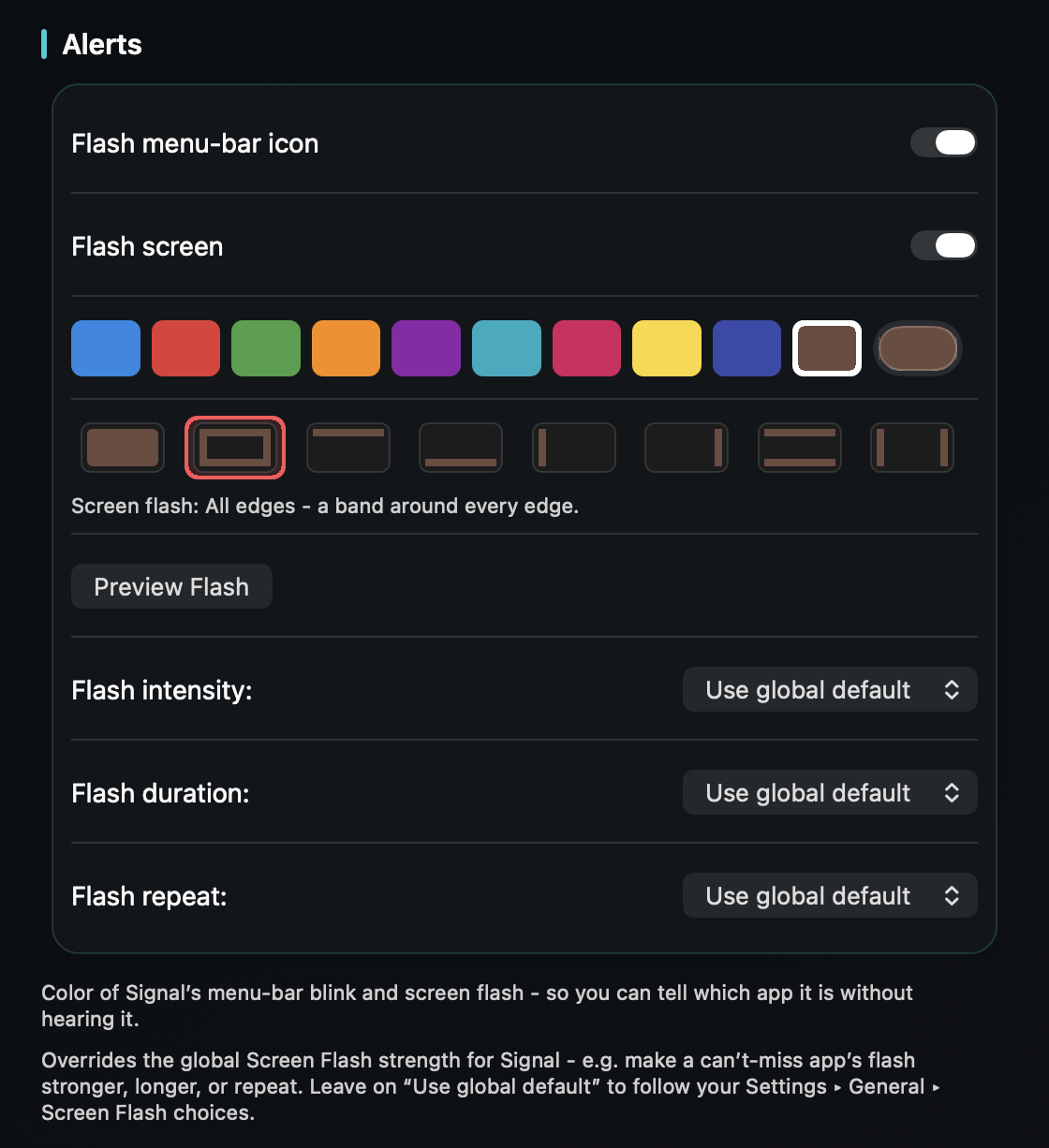 Pick Signal’s color and flash in TrillMark; even a “you have a new message” banner is enough to give it a distinct sound.